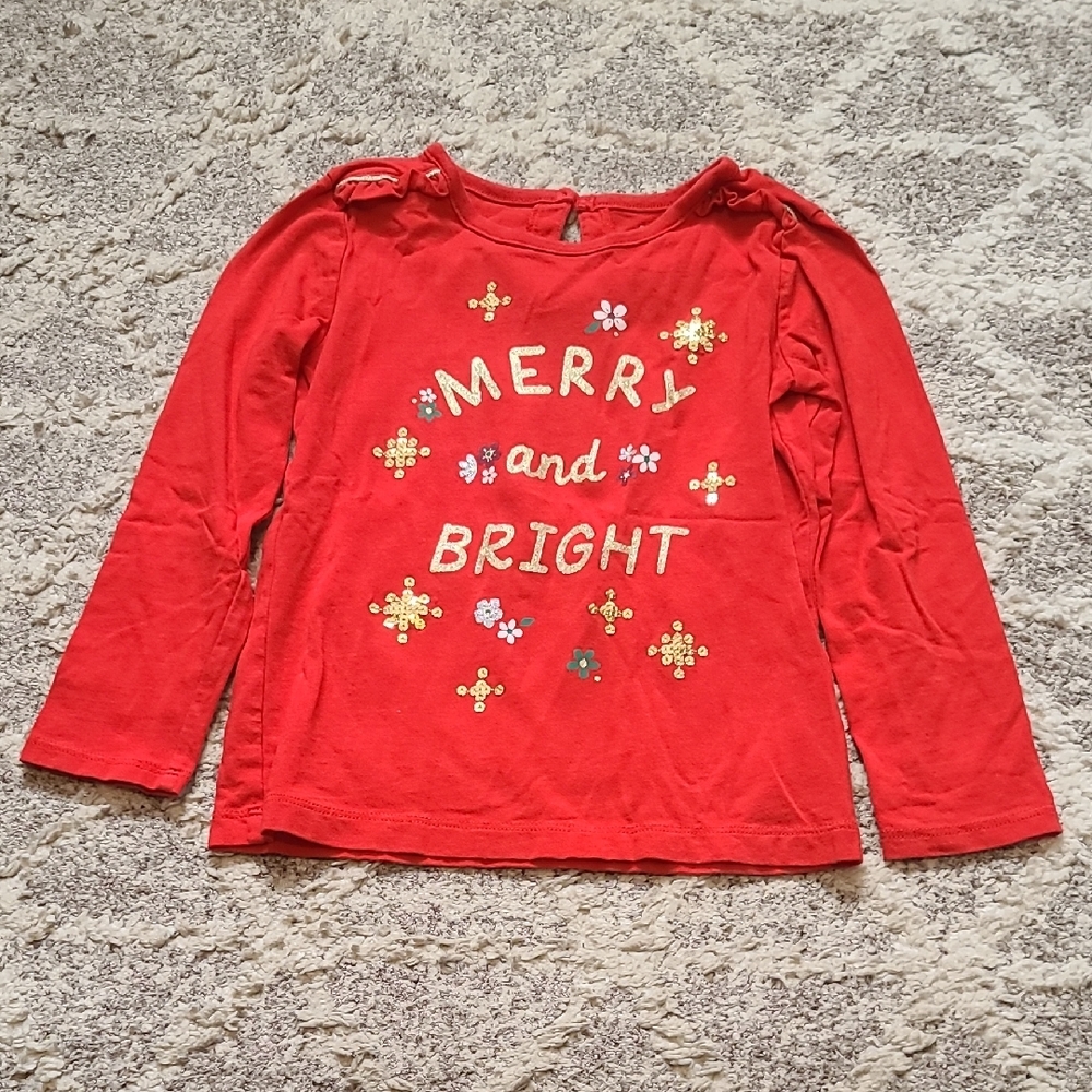 10 for $25 - Carter's Girls 4T Red "Merry and Bright" Long Sleeve Shirt